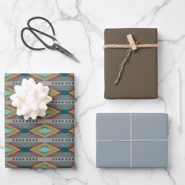 Kunst im Muster des amerikanischen Südwestens und  Geschenkpapier Set (Vorderseite)