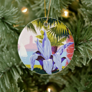 Kunst im Stil alter Reiseplakate, Entdecken Sie Pu Keramik Ornament