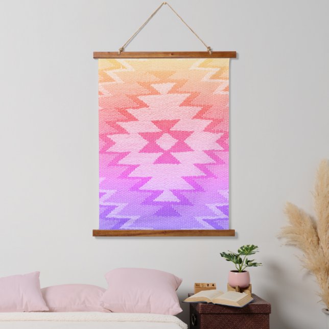 Kunst im Südwesten, pulsierende Sommertöne, Wandteppich Mit Holzrahmen (Schlafzimmer)