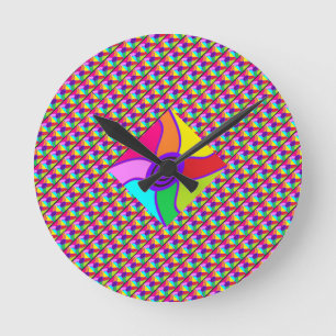 Kunst in leuchtend blendend gemischten Farben und  Runde Wanduhr