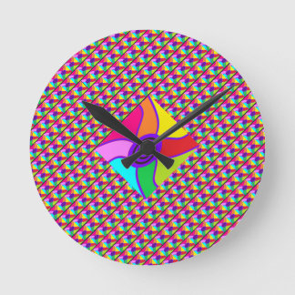 Kunst in leuchtend blendend gemischten Farben und  Runde Wanduhr