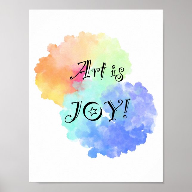 Kunst ist Joy Regenbogenwolke mit lustigem schwarz Poster (Vorne)