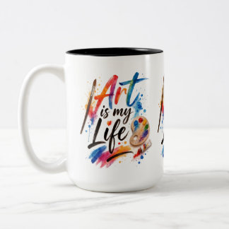 Kunst ist mein Leben Zweifarbige Tasse