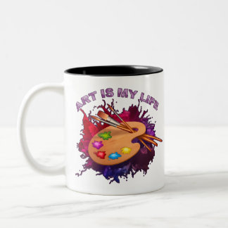 Kunst ist mein Leben Zweifarbige Tasse