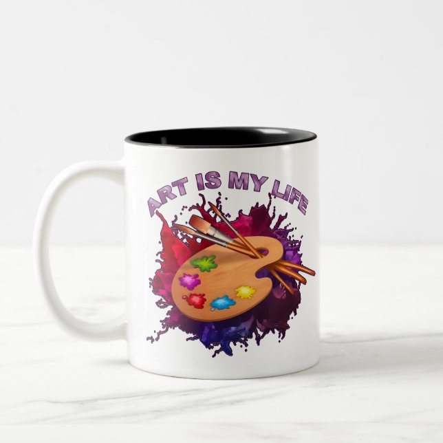Kunst ist mein Leben Zweifarbige Tasse (Links)