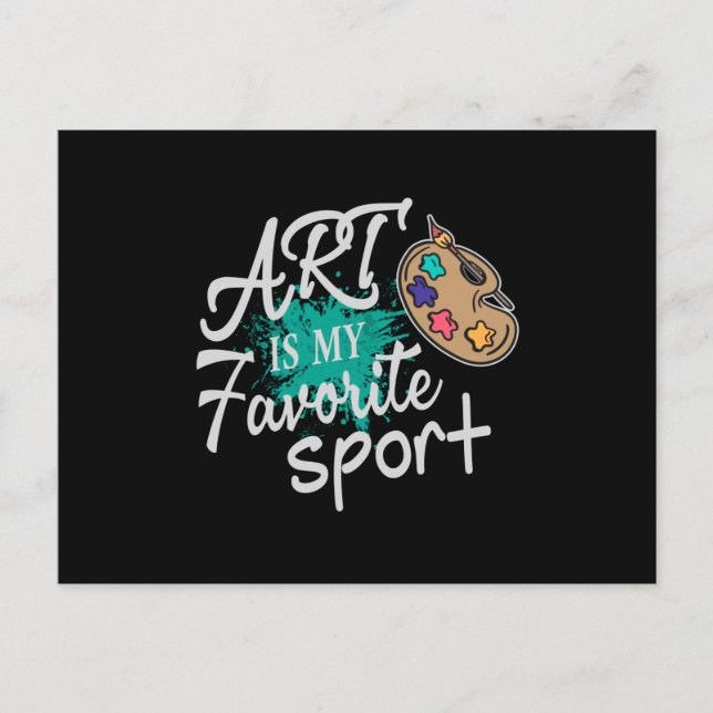 Kunst ist mein Lieblingssportgrün Splash Postkarte (Vorderseite)