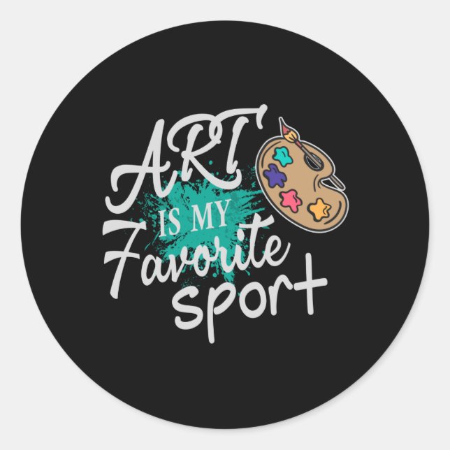 Kunst ist mein Lieblingssportgrün Splash Runder Aufkleber (Vorderseite)