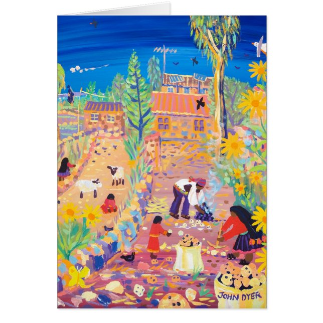 Kunst-Karte: Familien-Ernte, Isla Taquile, Peru (Vorne)