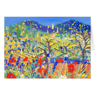 Kunst-Karte: Kirschen, Mohnblumen und