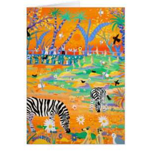 Kunst-Karte: Stripy Safari-Sonnenuntergang am Zoo.
