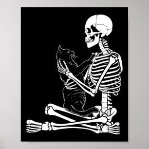 Kunst Katzen Skelett Halloween Kostüm Schädel und Poster