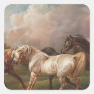 Kunst-Malerei-Öl-Pferdeschicksal Charless Towne Quadratischer Aufkleber