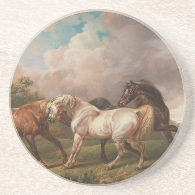 Kunst-Malerei-Öl-Pferdeschicksal Charless Towne Untersetzer (Vorne)