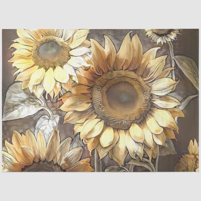 Kunst Moderne Sonnenblumen auf dem Feld Sammlung Seidenpapier (Vorderseite)
