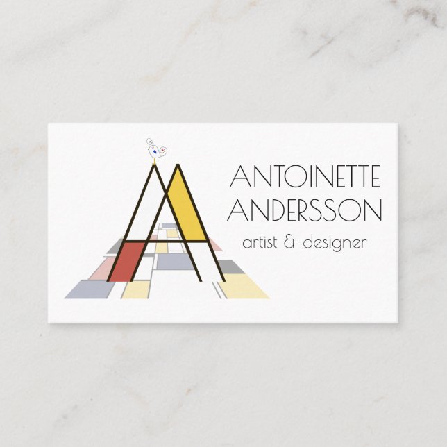 Kunst-Monogramm im neoplastischen Stil. Buchstabe  Visitenkarte (Vorderseite)