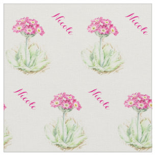 Kunst-Namengewebe des Primel-Aquarells botanisches Stoff