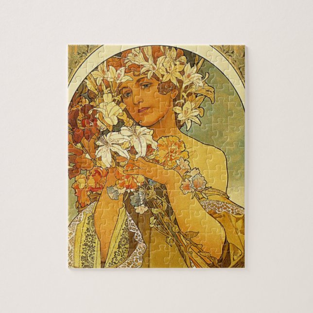 Kunst Nouveau Alphonse Mucha Blumen-Puzzlespiel (Vertikal)