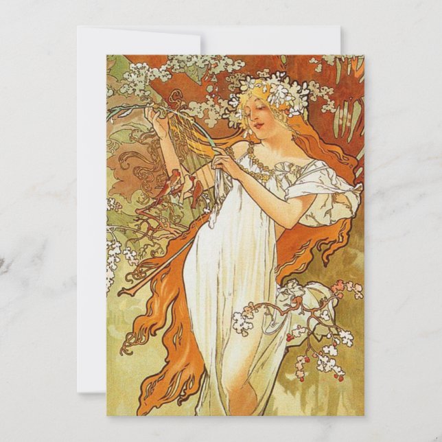 Kunst Nouveau Alphonse Mucha Frühlings-Einladungen Einladung (Vorderseite)