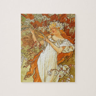 Kunst Nouveau Alphonse Mucha Frühlings-Puzzlespie