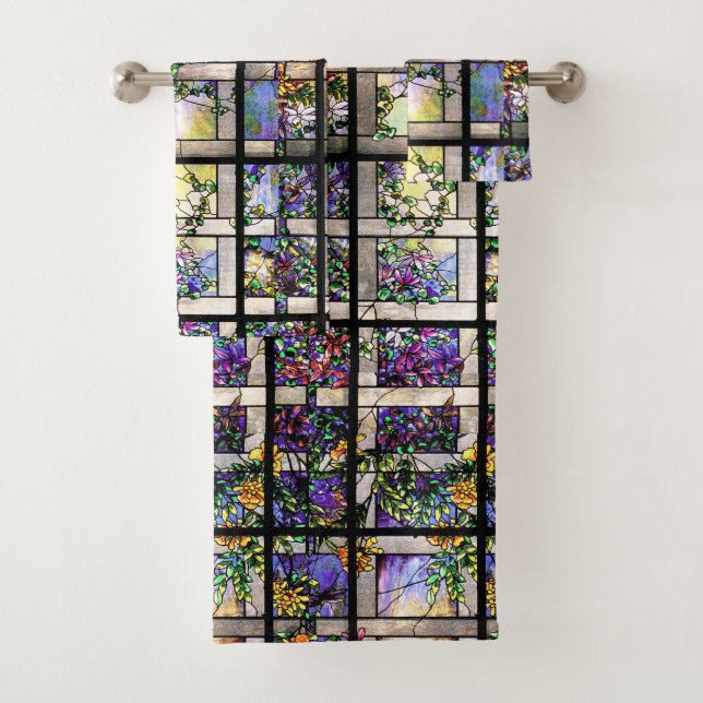 Kunst Nouveau beflecktes Glas-Blumen-Bad-Tuch-Set Badhandtuch Set (Insitu)