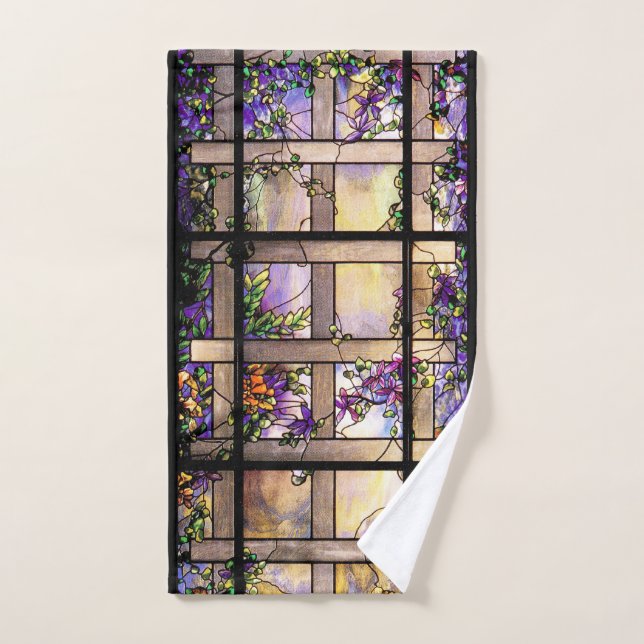 Kunst Nouveau beflecktes Glas-Blumen-Bad-Tuch-Set Badhandtuch Set (Handtuch)