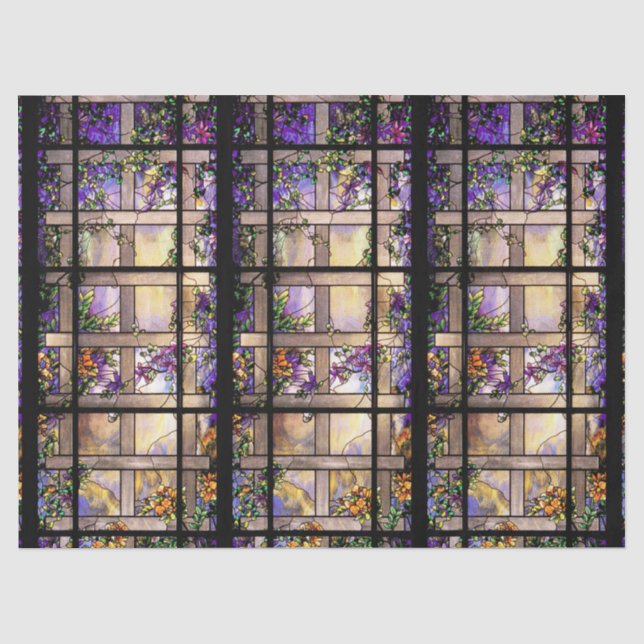 Kunst Nouveau beflecktes Glas-Blumen-Seidenpapier Seidenpapier (Vorderseite)