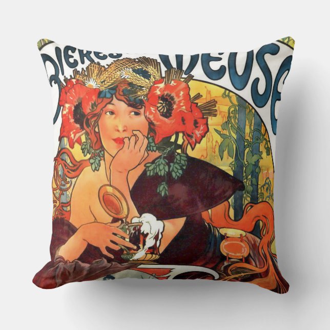 Kunst Nouveau Bier-Anzeige 1897 Kissen (Vorderseite)