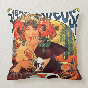 Kunst Nouveau Bier-Anzeige 1897 Kissen