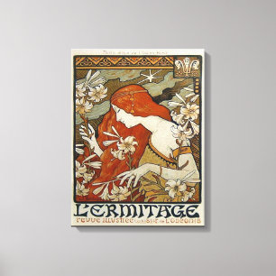 Kunst Nouveau Blumen-Dame Woman Floral Nostalgia Leinwanddruck