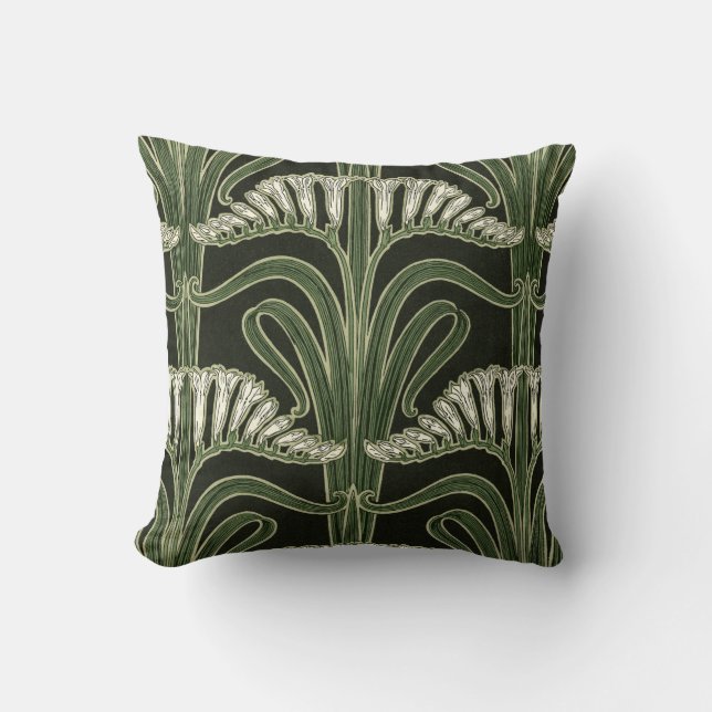 Kunst Nouveau Blumen-Entwurf Kissen (Vorderseite)