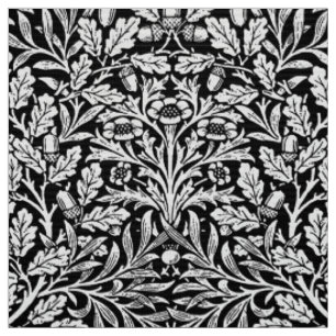 Kunst Nouveau Blumendamast, Schwarzweiss Stoff