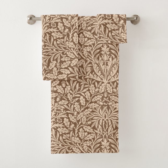 Kunst Nouveau Blumendamast, Taupe und Beige Badhandtuch Set (Insitu)