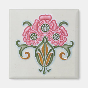 Kunst Nouveau Blumenfliese Magnet