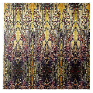 Kunst nouveau Bronzeiris-Keramikfliese Fliese