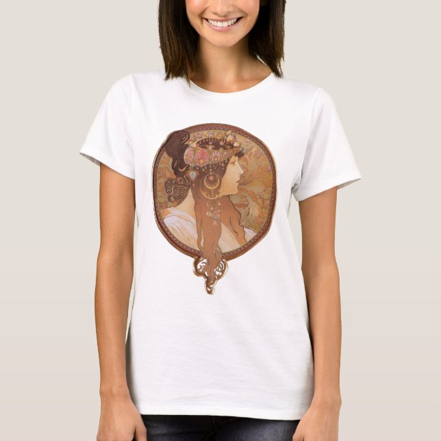 Kunst Nouveau - Byzantiner-Kopf Alphonse Mucha T-Shirt (Vorderseite)
