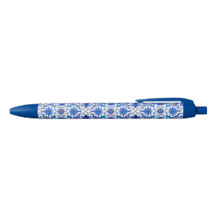 Kunst Nouveau chinesische Fliese - Kobalt-Blau u. Kugelschreiber