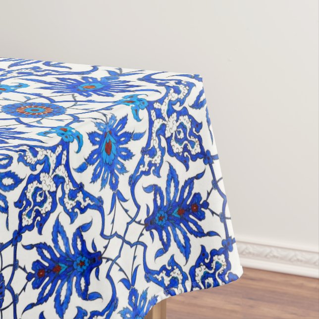 Kunst Nouveau chinesische Fliese - Kobalt-Blau u. Tischdecke (Beispiel)