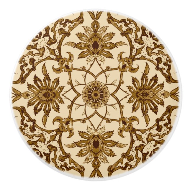 Kunst Nouveau chinesisches Muster - Brown und Keramikknauf (Vorderseite)