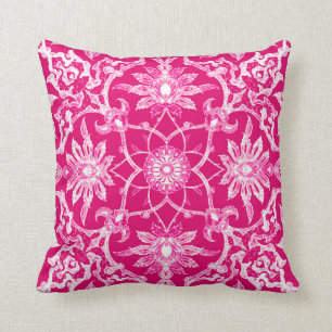 Kunst Nouveau chinesisches Muster - Fuschia Rosa Kissen