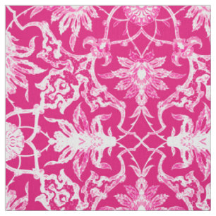 Kunst Nouveau chinesisches Muster - Fuschia Rosa Stoff