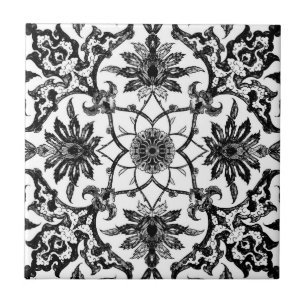 Kunst Nouveau chinesisches Muster - Schwarzweiss Fliese