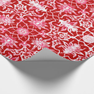 Kunst Nouveau chinesisches Muster - tiefrot Geschenkpapier