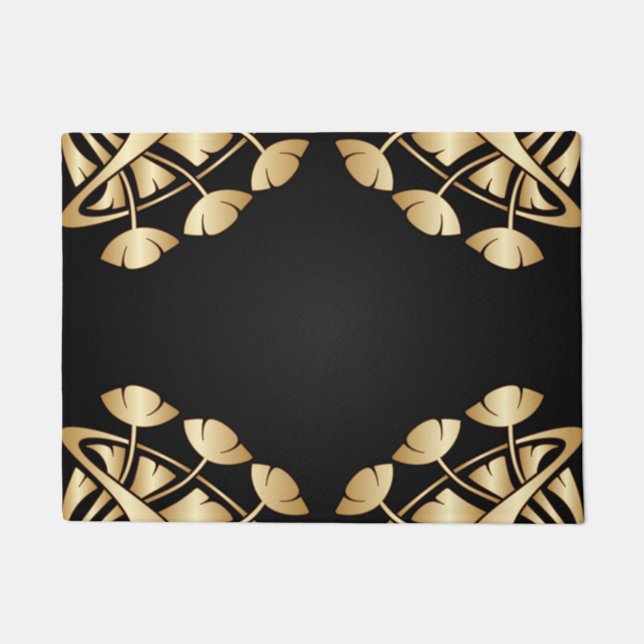 Kunst nouveau, Deko, Gold, Schwarzes, Chic, Fußmatte (Vorderseite)