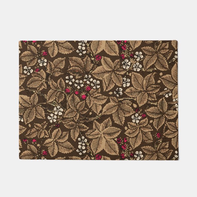 Kunst Nouveau Erdbeeren und Blätter, dunkles Brown Fußmatte (Vorderseite)