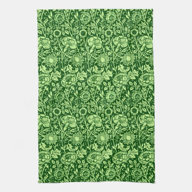 Kunst Nouveau Gartennelken-Damast, Forest Green Küchentuch (Vertikal)