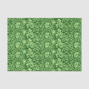 Kunst Nouveau Gartennelken-Damast, Forest Green Seidenpapier