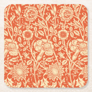 Kunst Nouveau Gartennelken-Damast, Mandarine Rechteckiger Pappuntersetzer