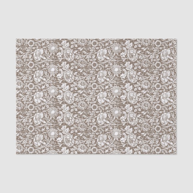 Kunst Nouveau Gartennelken-Damast, Taupe und Weiß Seidenpapier (Vorderseite)