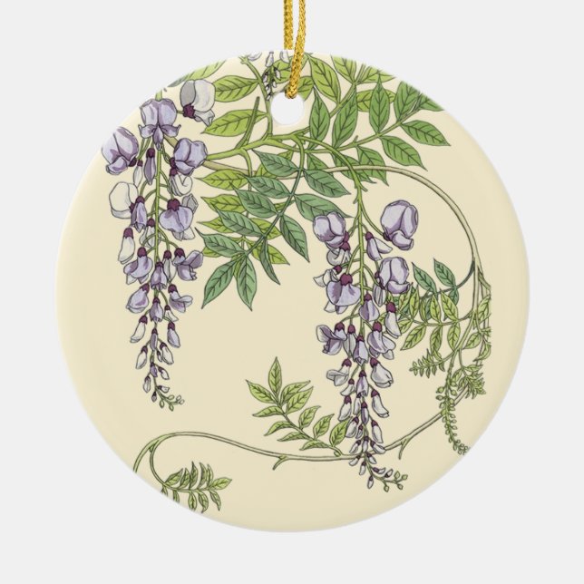 Kunst nouveau Glyzinien Keramikornament (Vorne)