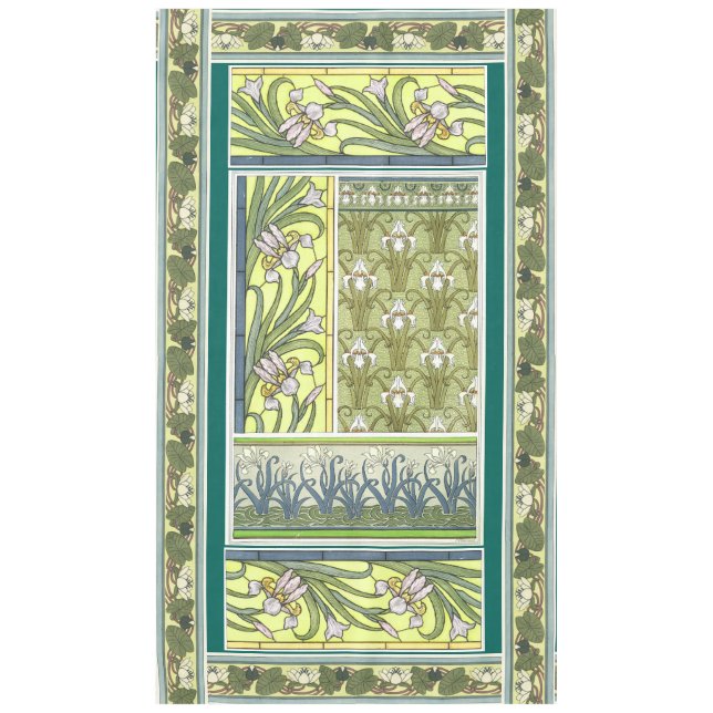 Kunst Nouveau Iris-Blumen-Blumeninsel-Tischdecke Tischdecke (Vorderseite)